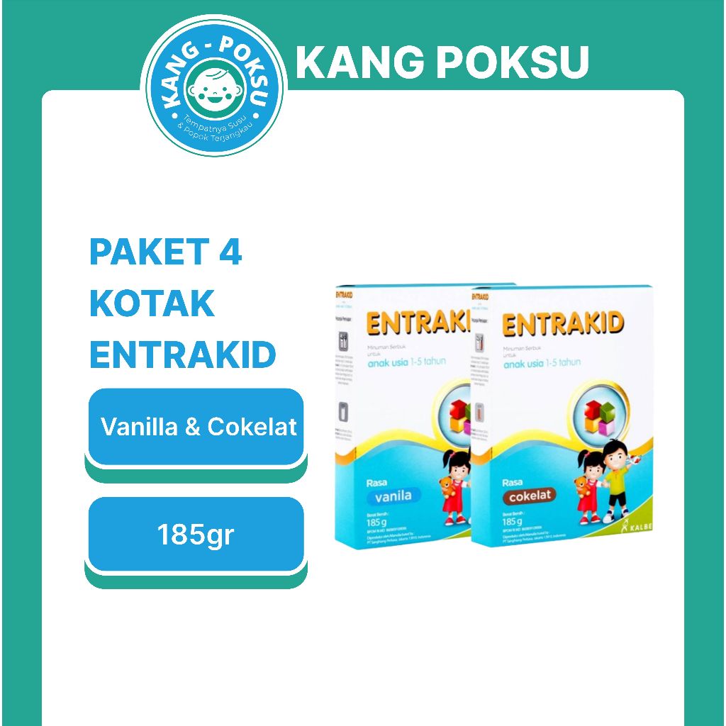 

PAKET 4 PCS ENTRAKID VANILA COKLAT 185GR PENAMBAH GIZI ANAK 185 GR TINGGI KALORI SSKD