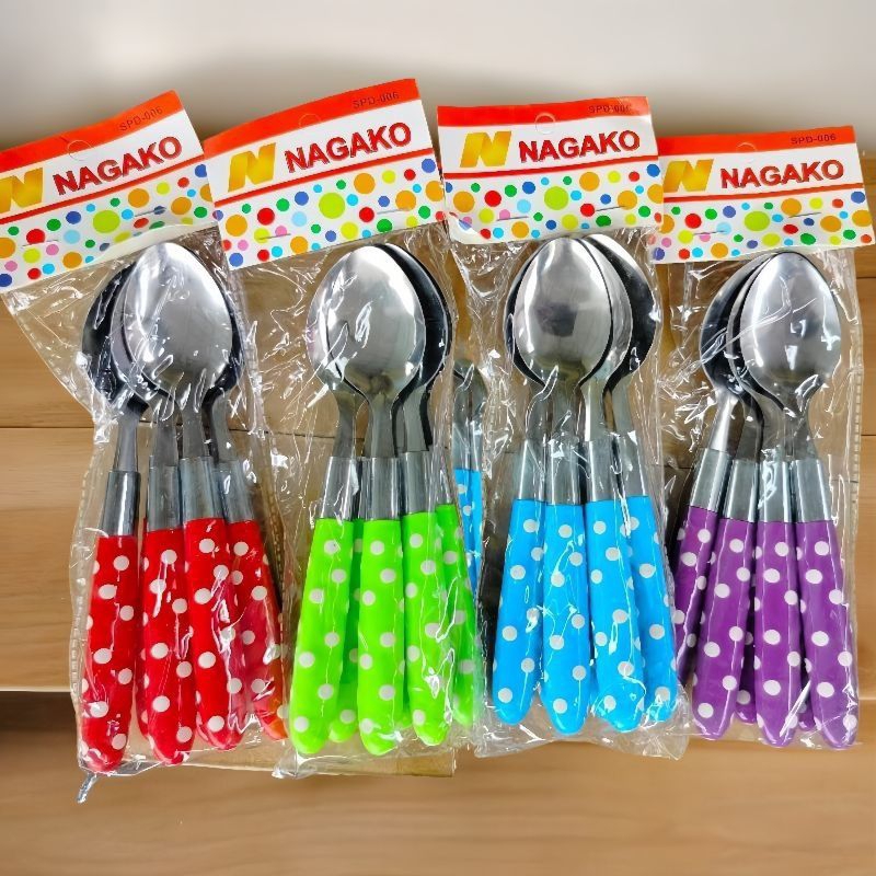 Sendok Makan Polkadot Isi 6 Pc / Sendok Makan Stainless