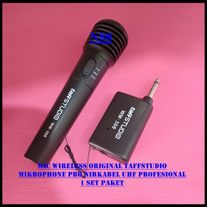 N88 MIC WIRELESS ORIGINAL TAFFSTUDIO PEGANG 1 HANDLE MIK KABEL WIRELESS SINGLE MIX WIRELES MIKROPHON