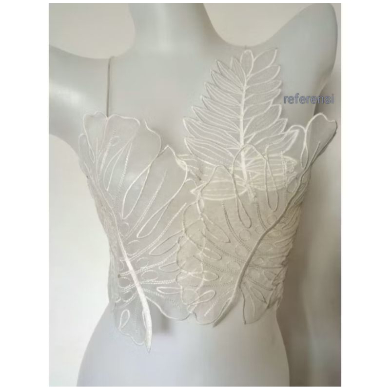 bordir aplikasi DAUN JATI janda bolong