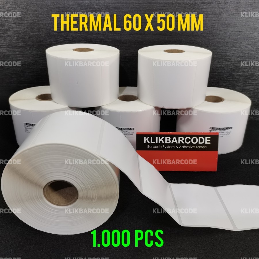 

LABEL THERMAL 60x50 STICKER ETIKET 60 X 50 1000PCS BARCODE TOPCOAT