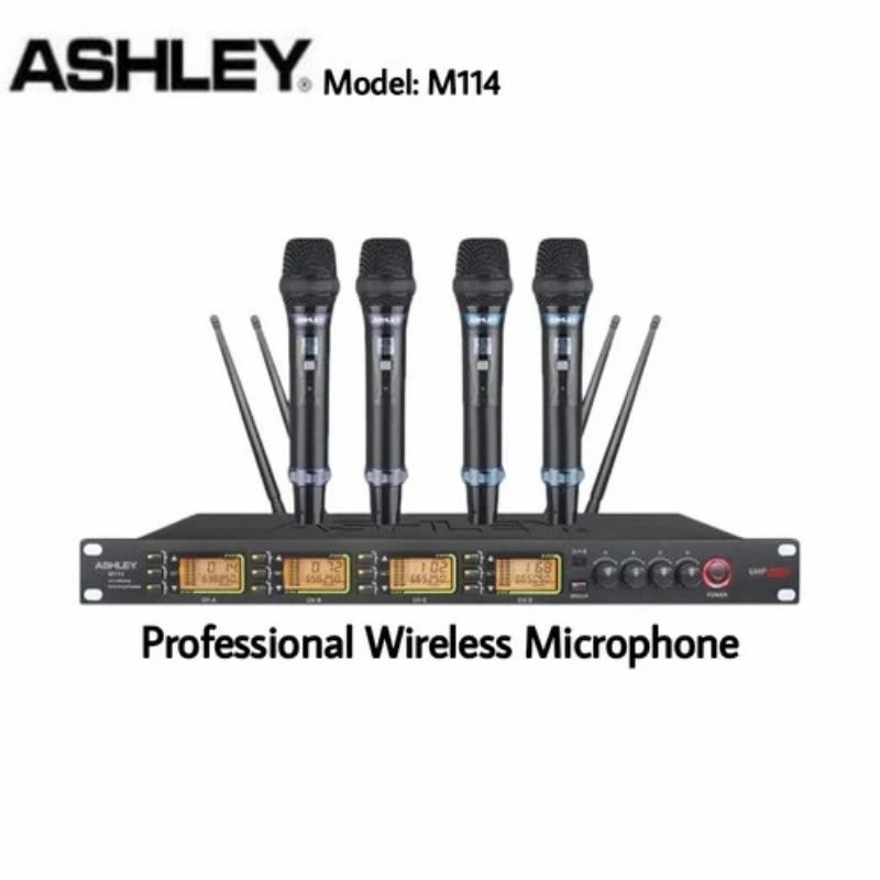 MIC WIRELESS ASHLEY M-114 (4 Mic Handled Body Full Metal)
