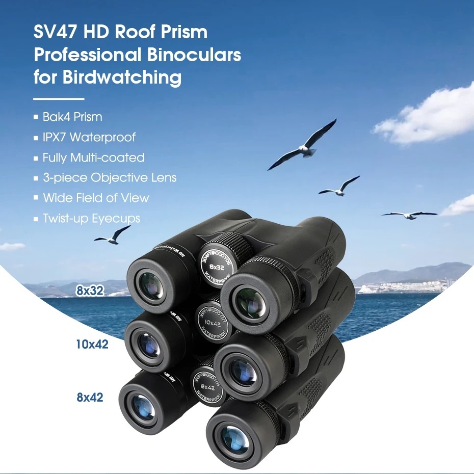 Teropong Binocular HD BAK4 FMC Lens Birding Stargazing IPX7 SVBONY SV47