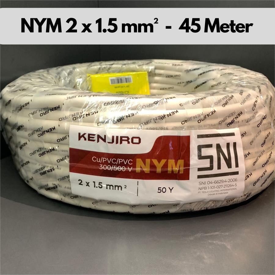 Kabel Listrik 1 Roll Tembaga Kabel Kenjiro 2x1.5 50 Yard 50Y / 45m