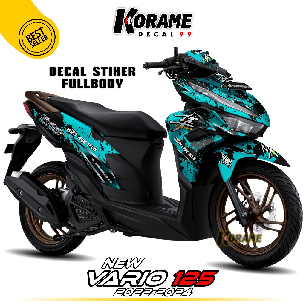 Decal Vario 125 New Full body Motif Hayabusa Racing Hitam Tosca