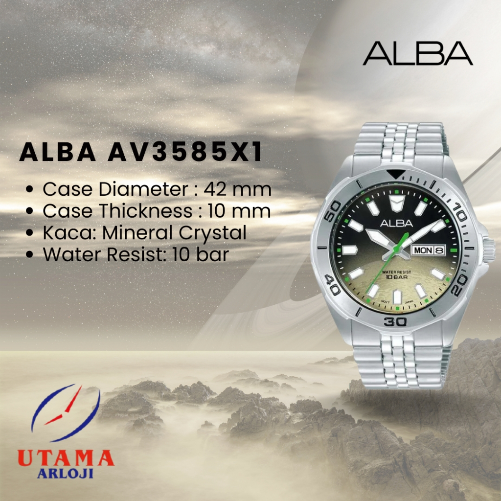 Jam Tangan Analog Pria ALBA AV3585 "Saturnus"