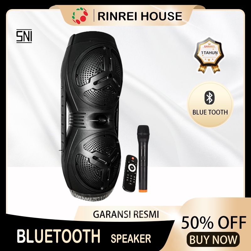 [RINREI] Bluetooth Speaker Bass Gahar 30W - Speaker Portable Anti Air IPX5, Baterai 20 Jam, LED Disk