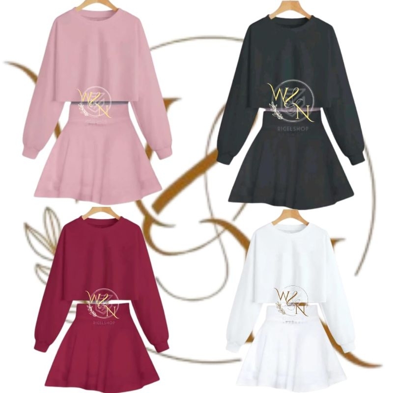 One set crop top lengan panjang olahraga wanita casual