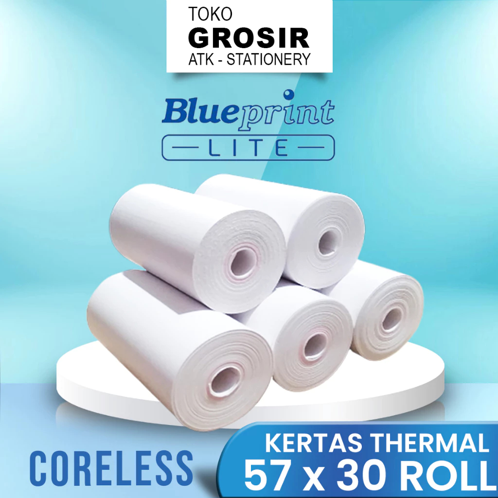 

(LIVE) 57x30 R KERTAS KASIR STRUK KERTAS THERMAL TERMAL EDC BRI PPOB BLUEPRINT CORELESS ≈ 58MM 58x30 57x31 58x31
