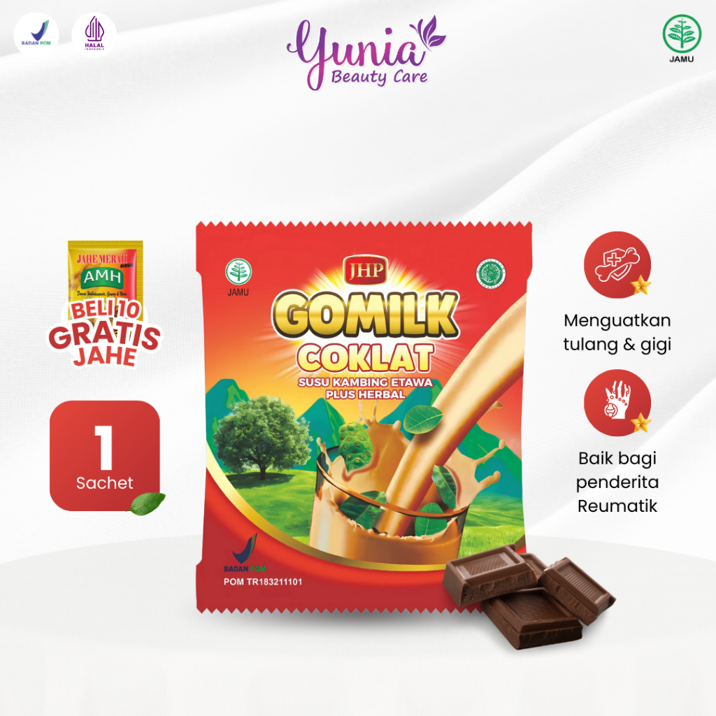 

1 Sachet Gomilk Susu Kambing Etawa Plus Herbal Daun Kelor Salam 25gr Beli 10 Free Jahe BPOM Halal