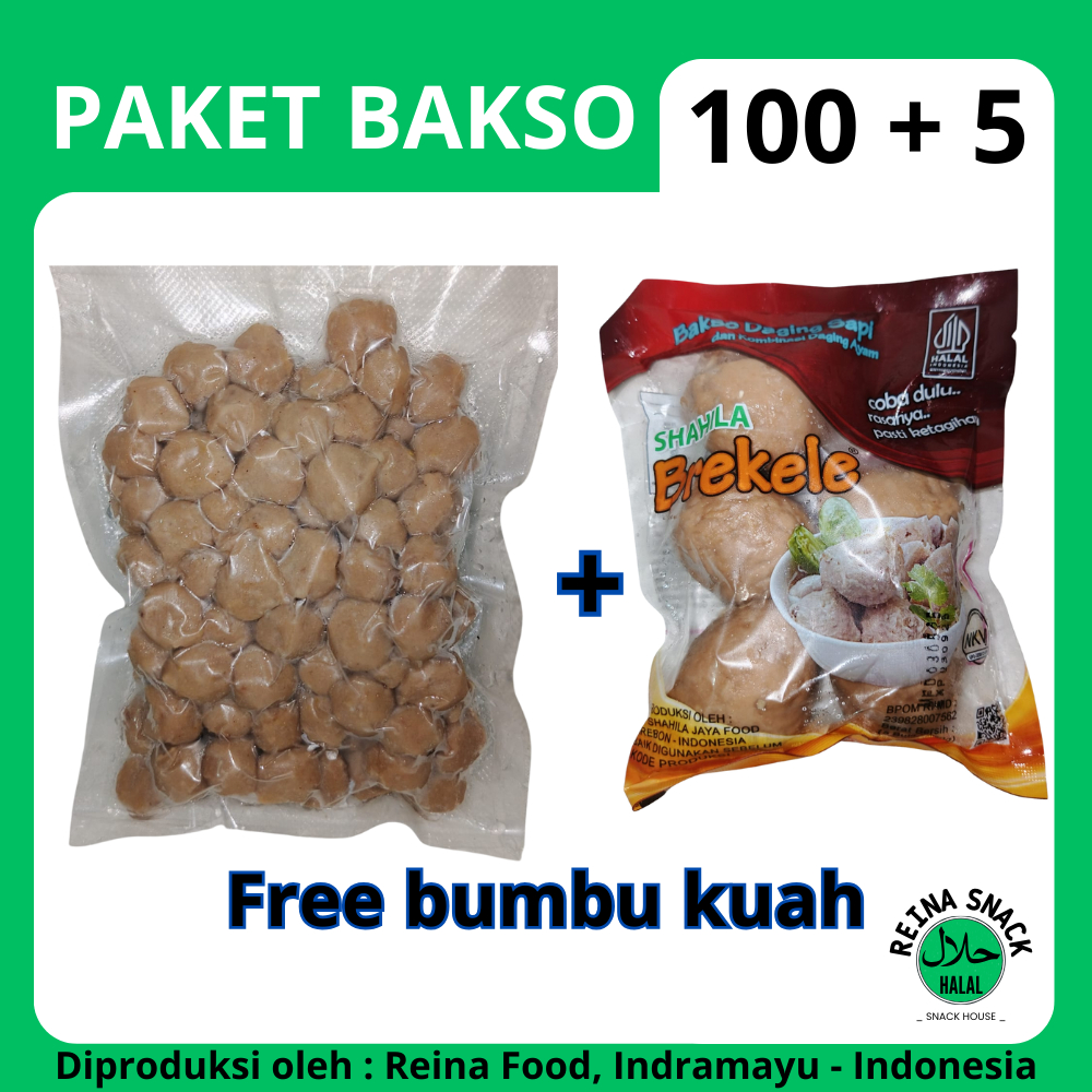 

PAKET BAKSO PREMIUM ISI 100 + 5 JUMBO BASO URAT FREE BUMBU