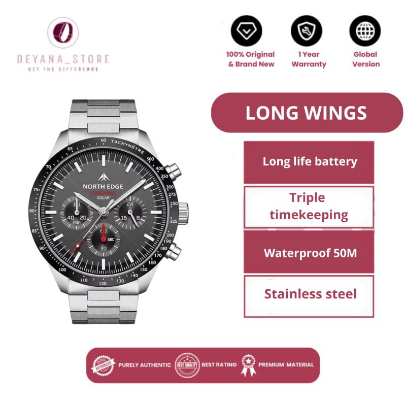 NORTH EDGE LONG WINGS SOLAT WATCH - QUARTZ WATER RESISTANCE 50 METERS