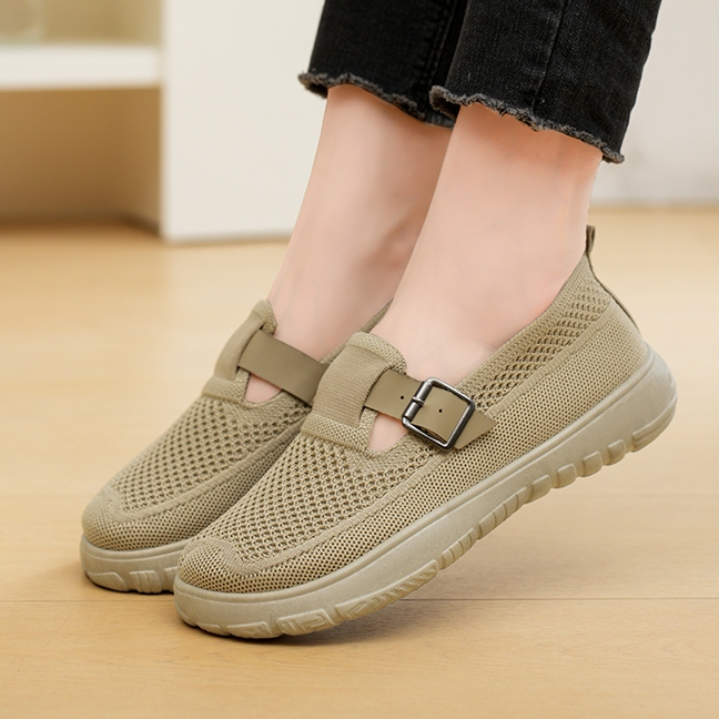 QINGSHUI Sepatu sneakers slip-on wanita Sepatu datar wanita Sepatu loafers wanita