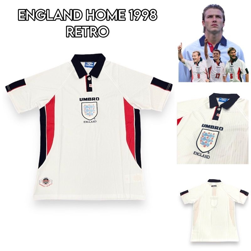 JERSEY BOLA RETRO ENGLAND HOME 1998 GRADE AAA