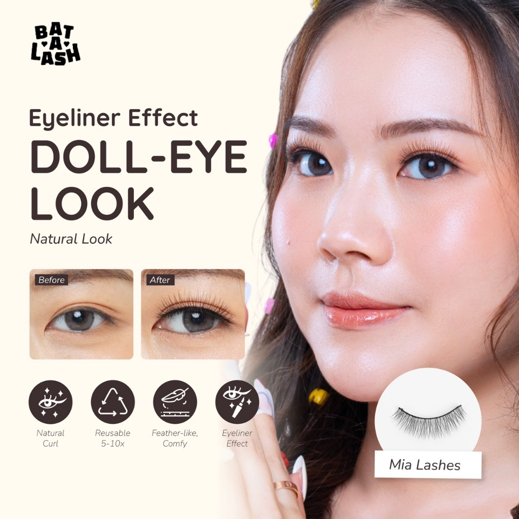 Bulu Mata Natural Look Eyeliner Effect  | Tipis Pendek | Eyelash Extension | MIA Bat-a-Lash