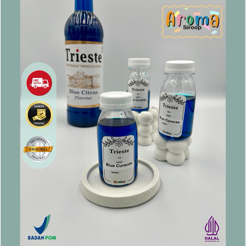 

Trieste Syrup - REPACK Sirup Trieste Blue Curacao Blue Citrus ( 100ml - 75ml - 30ml ) Asli 100% ORIGINAL