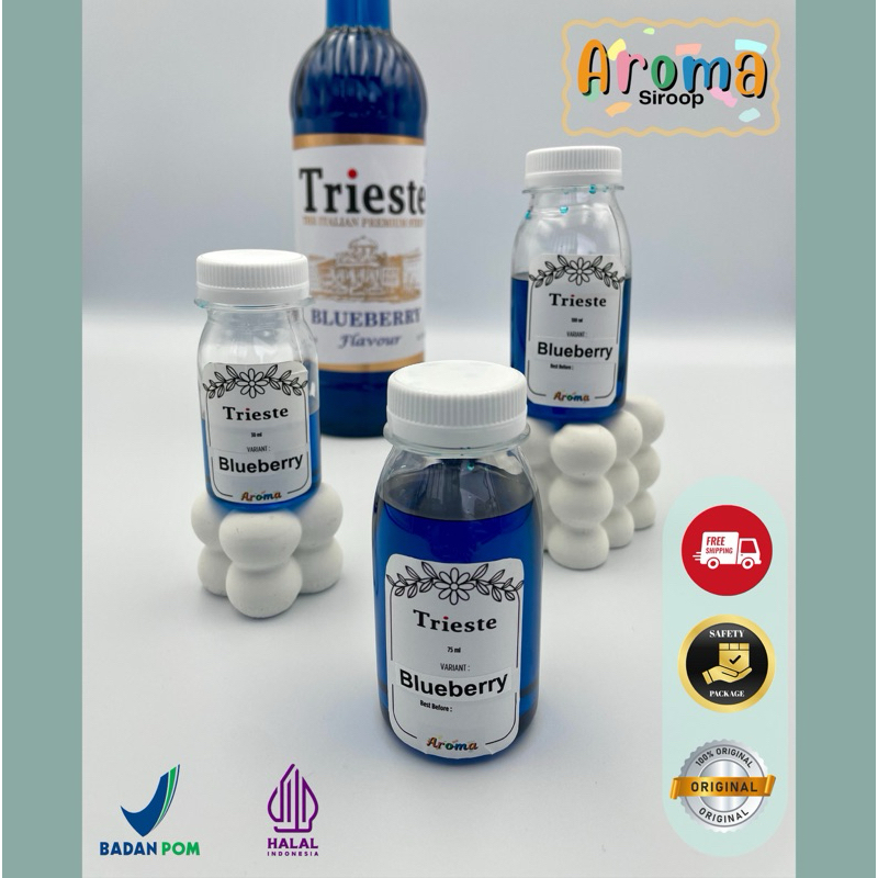 

Trieste Syrup - REPACK Syrup Trieste Blueberry ( 100ml - 75ml - 30ml ) Asli 100% ORIGINAL