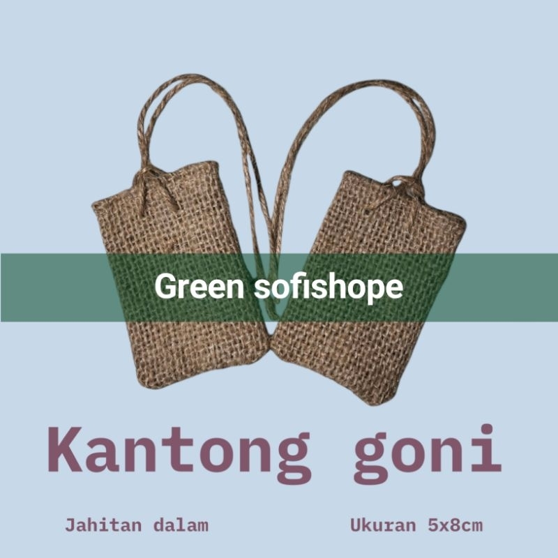 kantong goni ukuran 5x8cm/kantong parfum kopi/kantong souvernir/warna coklat natural/jahitan dalam