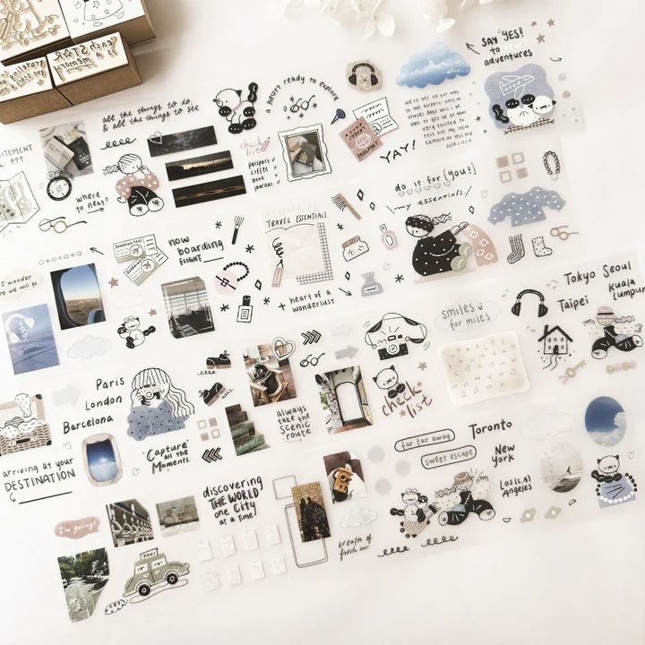 

Journal Pages x Haba Megumi Before & After Flight Kiss-cut Pet Tape Sticker Sample