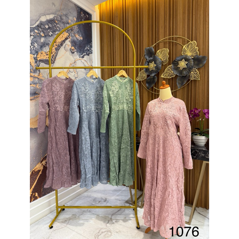 Gamis Brokat Premium 1076 / Gamis Premium / Gamis Plisket / XL dan XXL / Gamis Kondangan / Gamis pre