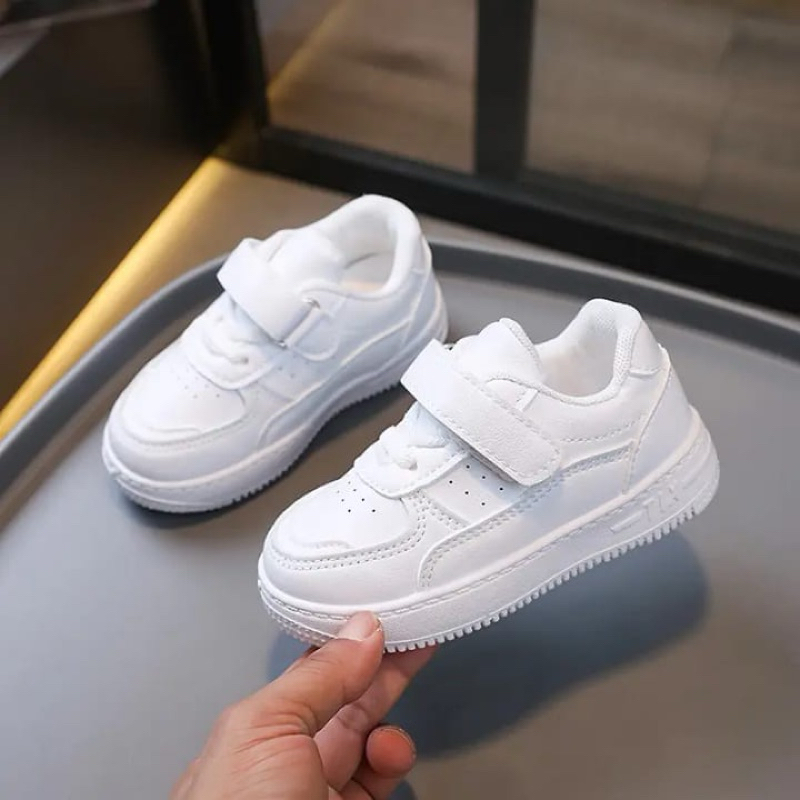 Sepatu Anak Perempuan Laki-Laki Putih Polos Usia 5-15 tahun Bahan Premium Size 27-38 Model Terbaru