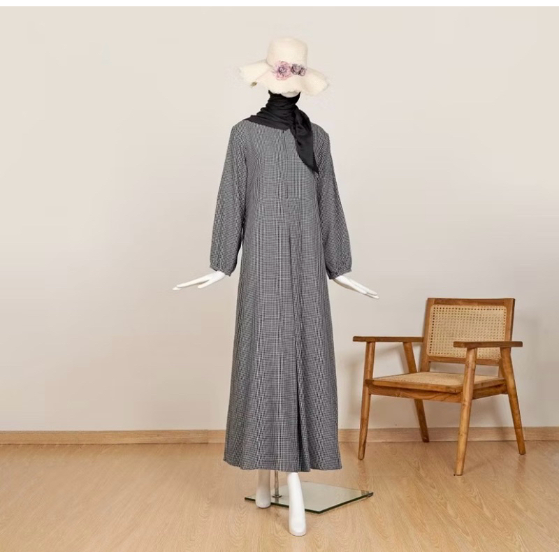 Le Khari Gayatri Gamis Katun, Busui kotak-kotak hitam putih size S
