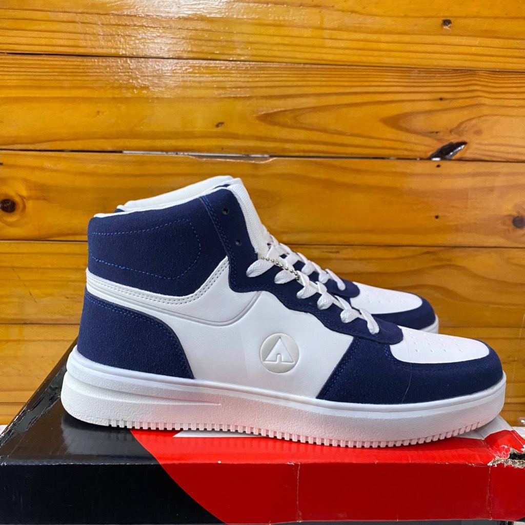 ONLY SIZE 43 TERBARU AIRWALK CODY Hi WHITE NAVY COD ORIGINAL SEPATU PRIA CASUAL LEATHER KULIT