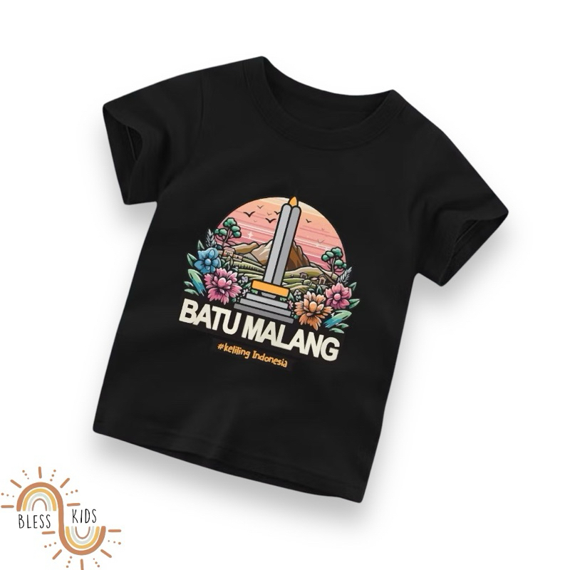 kaos atasan anak warna gambar batu malang / baju anak cowok cewek / kaos anak lengan pendek / baju k