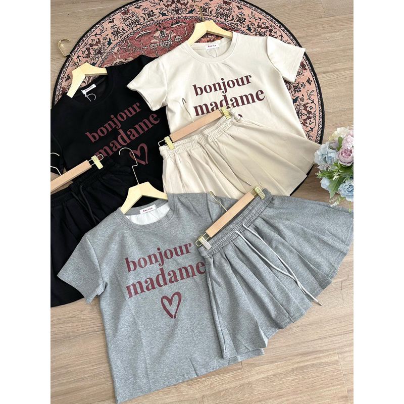 IMP #82503 SET (REAL PIC) (BISA COD) Bonjour Madame Set with Premium Skort / SETELAN WANITA KOREA / 