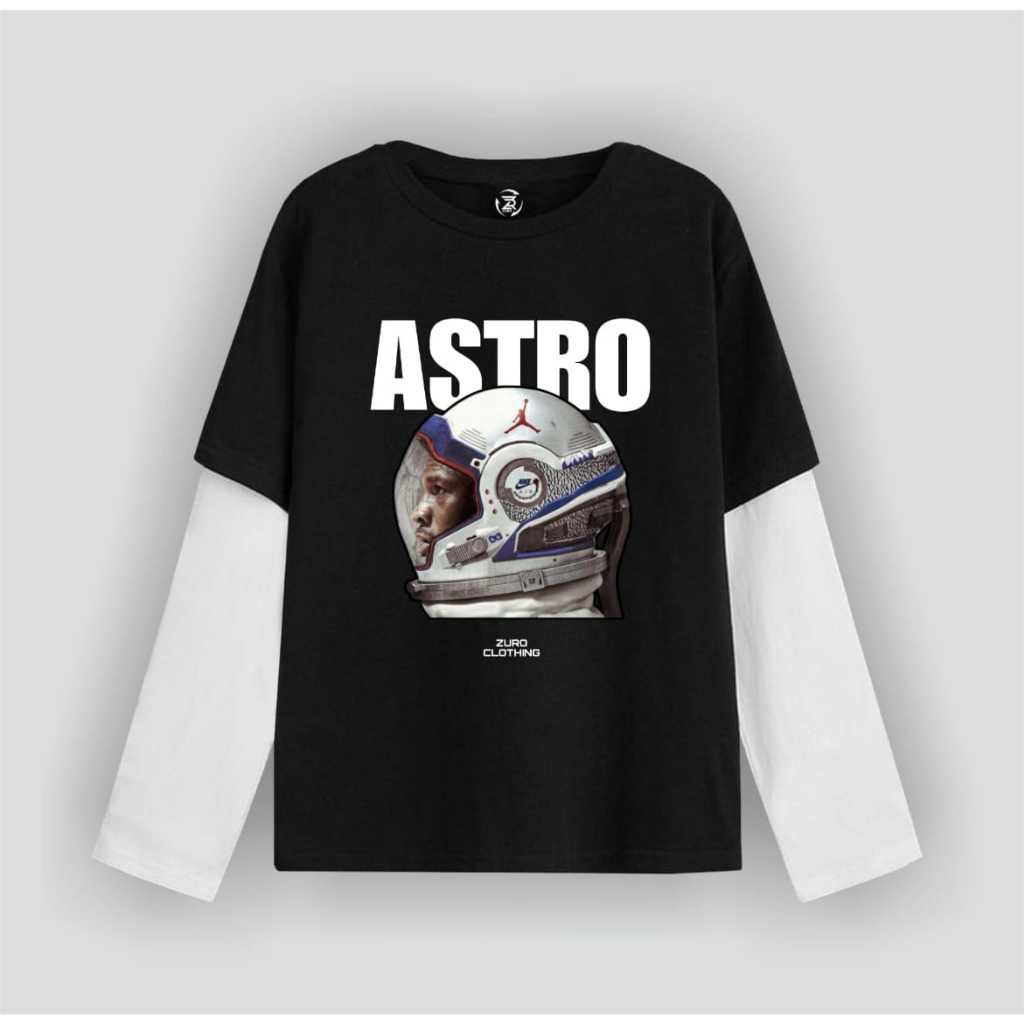 zuro - T-shirt Double layer astro jordan long sleeve  kaos pria wanita