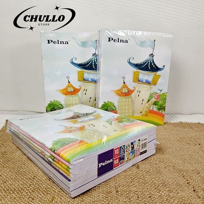 

Buku tulis 58 lembar 10 buku merek pelna ukuran buku tulis biasa/kwarto