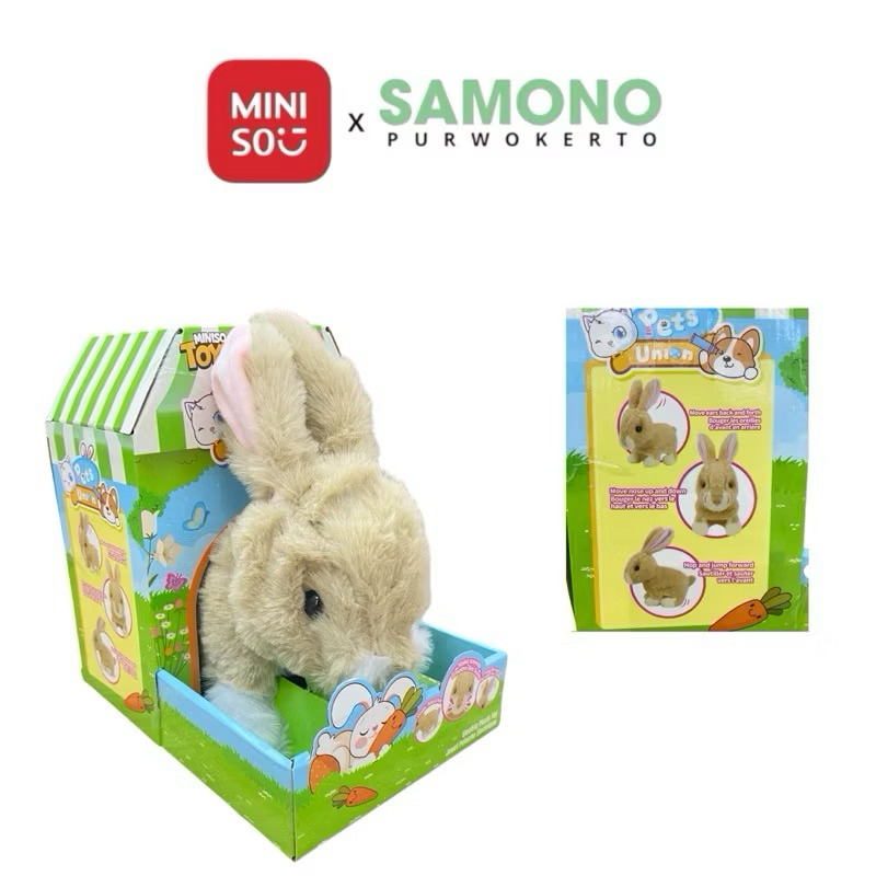 MINISO Walking Electric plush Toy With Sound & Moving Ear & Wagging Tale/Mainan anak bergerak ada su