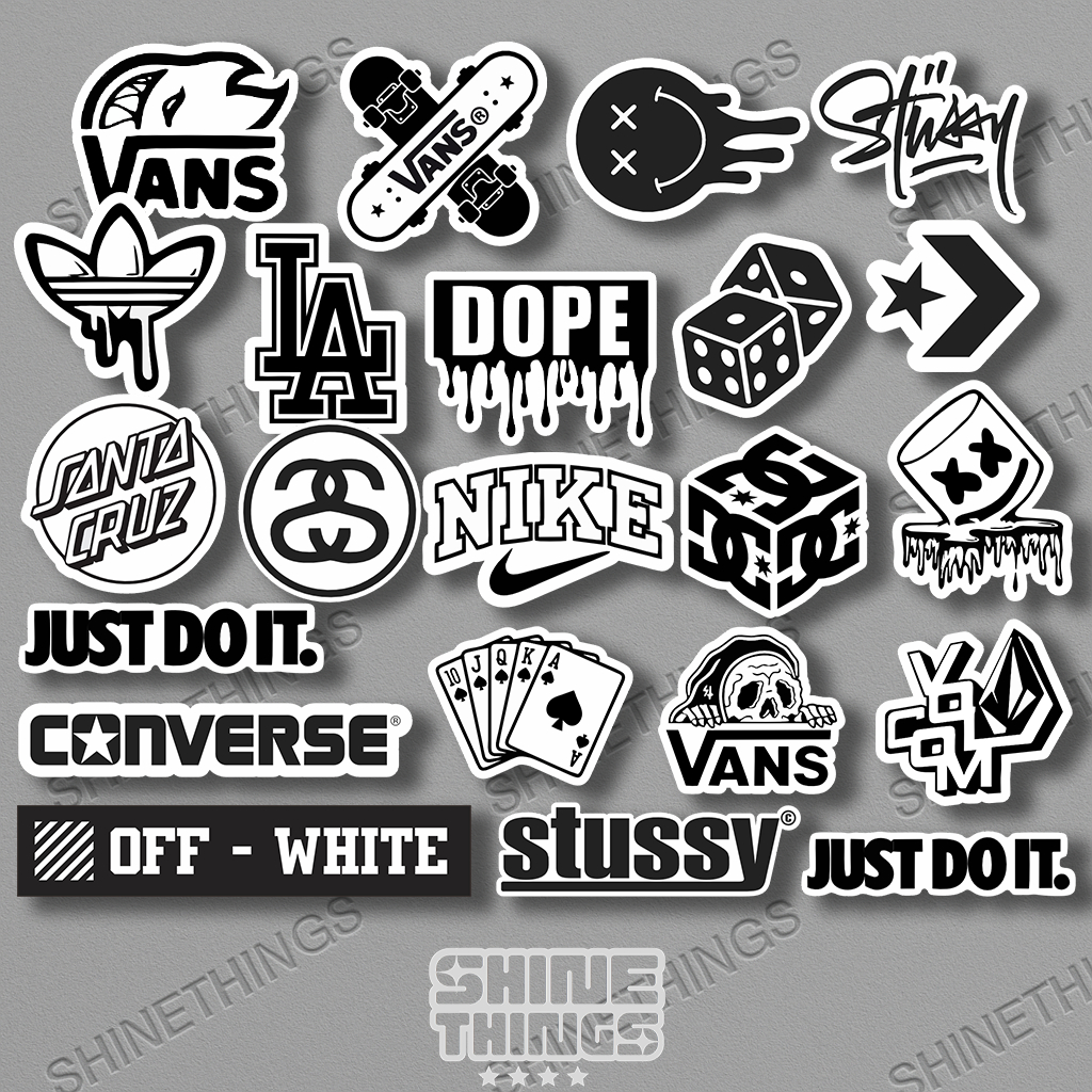 

stiker brand casual stussy adidas nike black white || sticker case hp helm tumblr