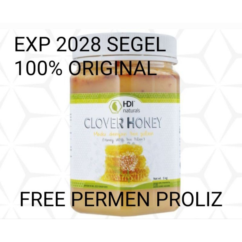 

clover honey 1kg exp 2028 free permen+sendok kayu