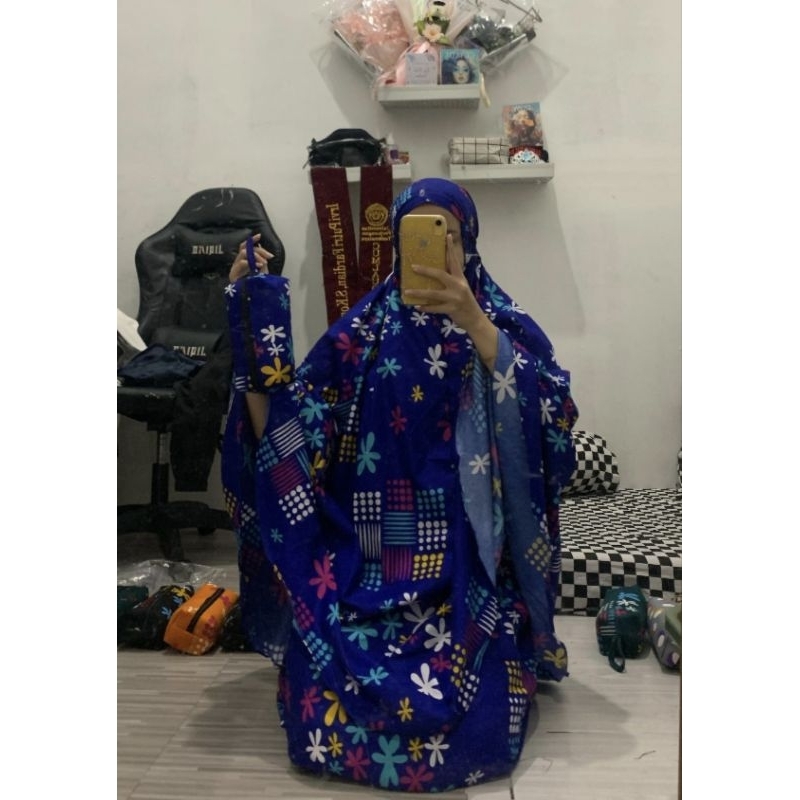 Mukenah katun dewasa traveling/ mukenah adem traveling/ mukenah corak/ mukenah abstrak traveling