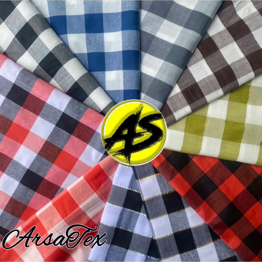 Kain Meteran Kotak 3cm dan 5cm Katun YARNDET Kotak catur bali Yarndyed  Lebar 150cm Per 0,5Meter Kai