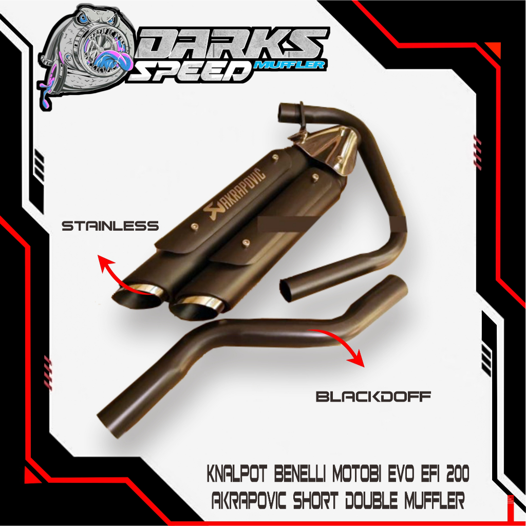 Knalpot Benelli Motobi Evo Efi 200 Akrapovic Short Double Muffler