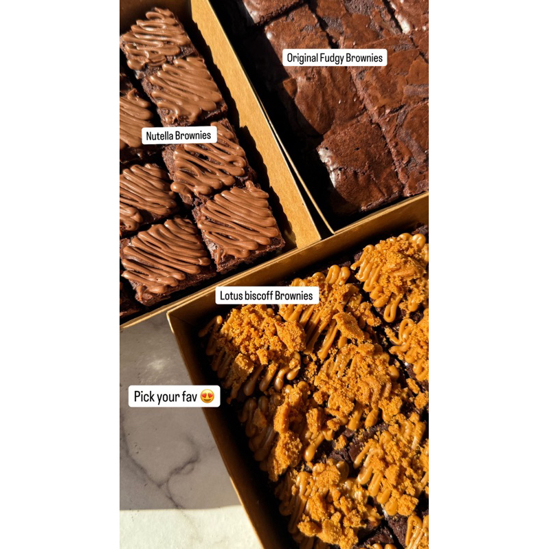 

Fudgy Brownies Original / Nutella / Lotus Biscoff