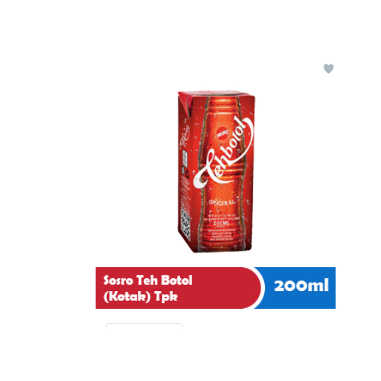 

SOSRO TEH BOTOL (KOTAK) TPK 200mL
