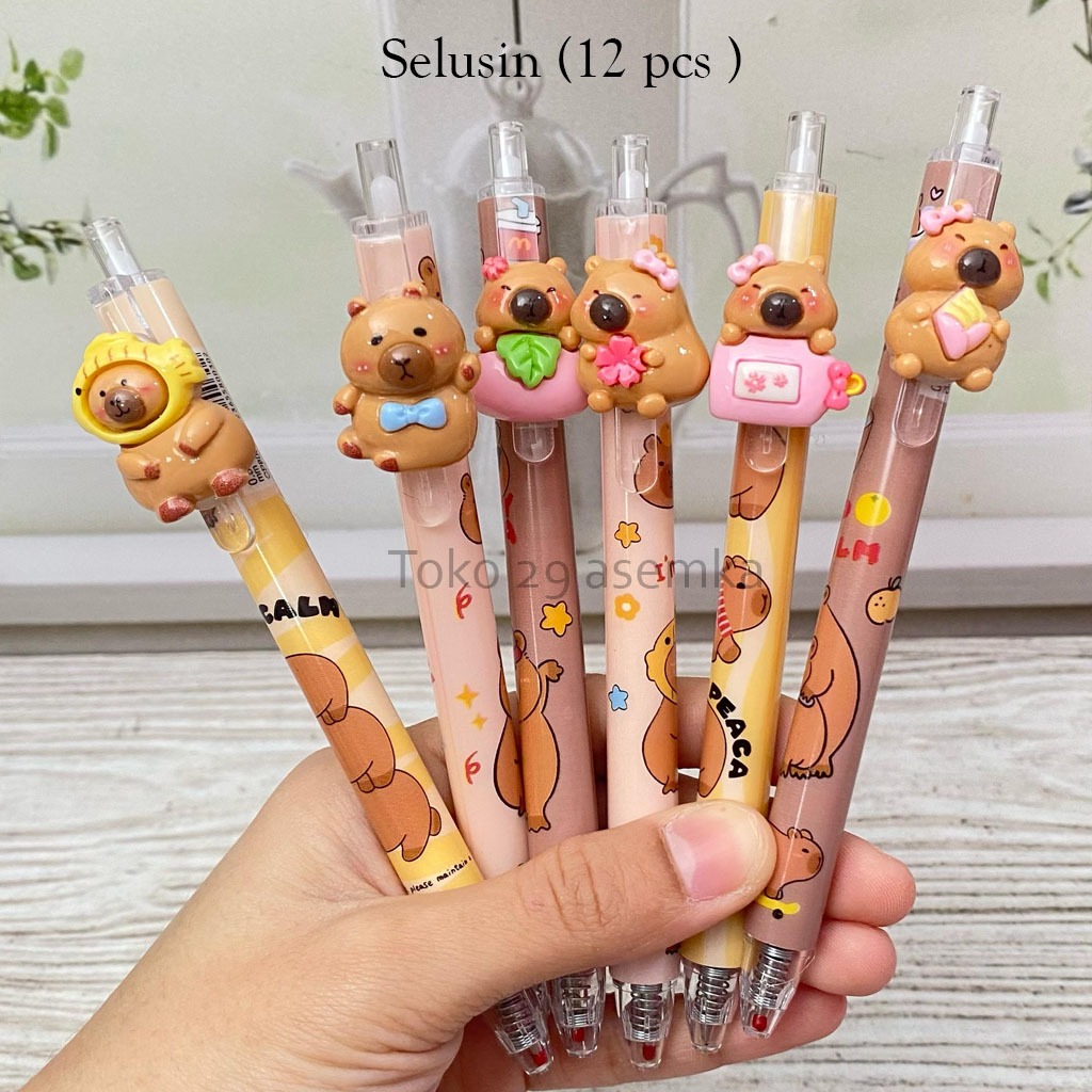 

12PCS SELUSIN PULPEN CETEK RESIN CAPYBARA PC-1843 BOLPEN BOLPOIN LUCU ANAK ALAT TULIS SEKOLAH MURAH