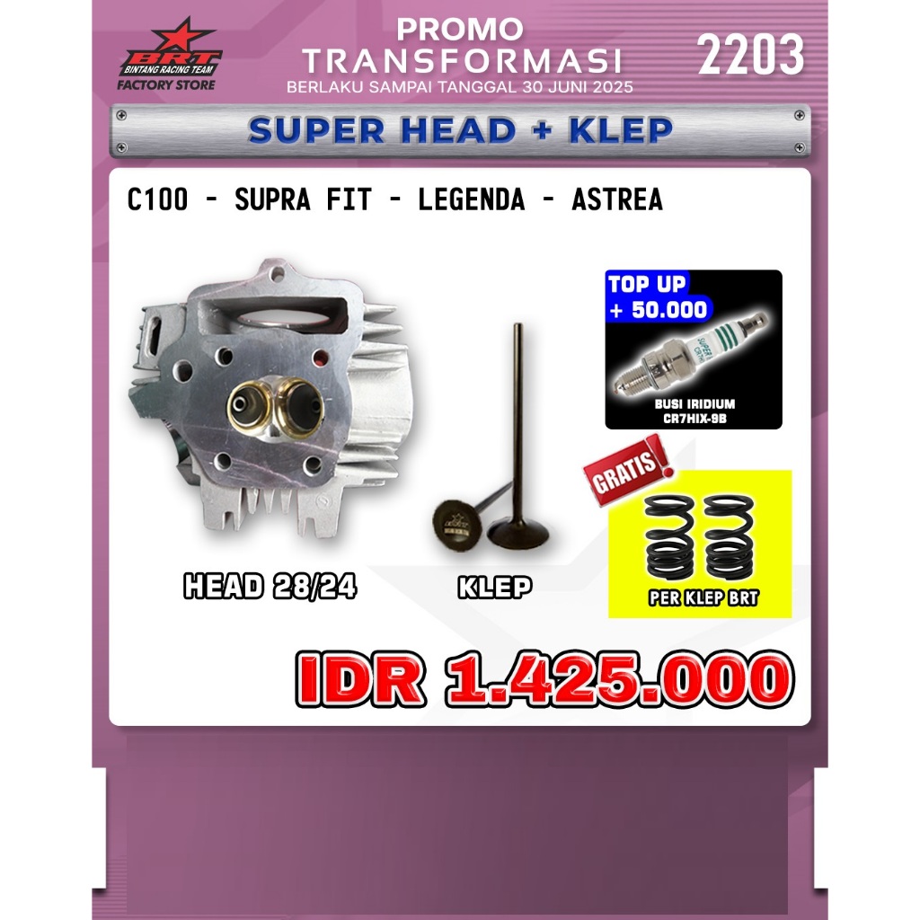 HEAD ALBRONZE 28/24 NON PORTING CNC/PORTING CNC BRT C100/SUPRA FIT/LEGENDA/ASTREA BINTANG RACING TEA