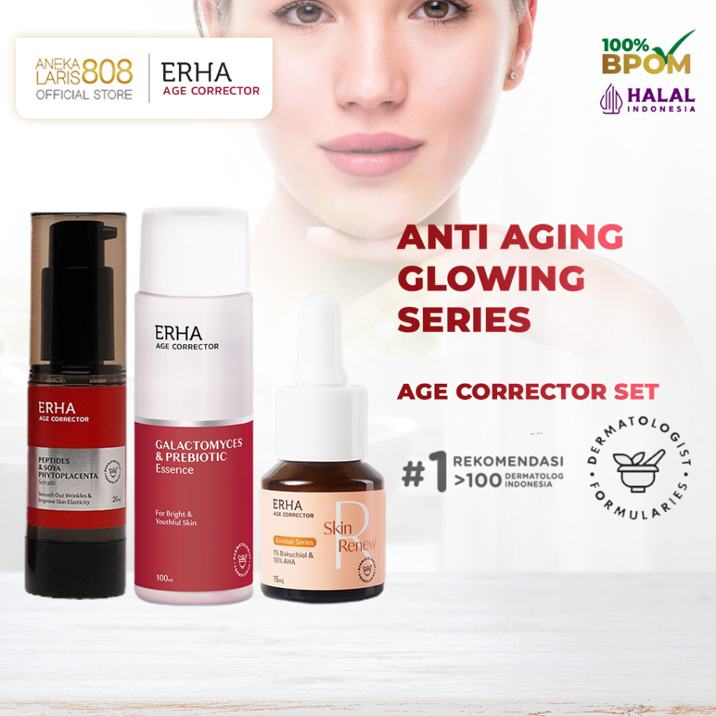 ERHA Age Corrector Serum Essence Booster - Skincare Glowing Wajah Anti Aging Prebiotic Peptide
