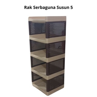 Rak Serbaguna Susun 5 / Rak Susun Plastik Serbaguna dengan roda