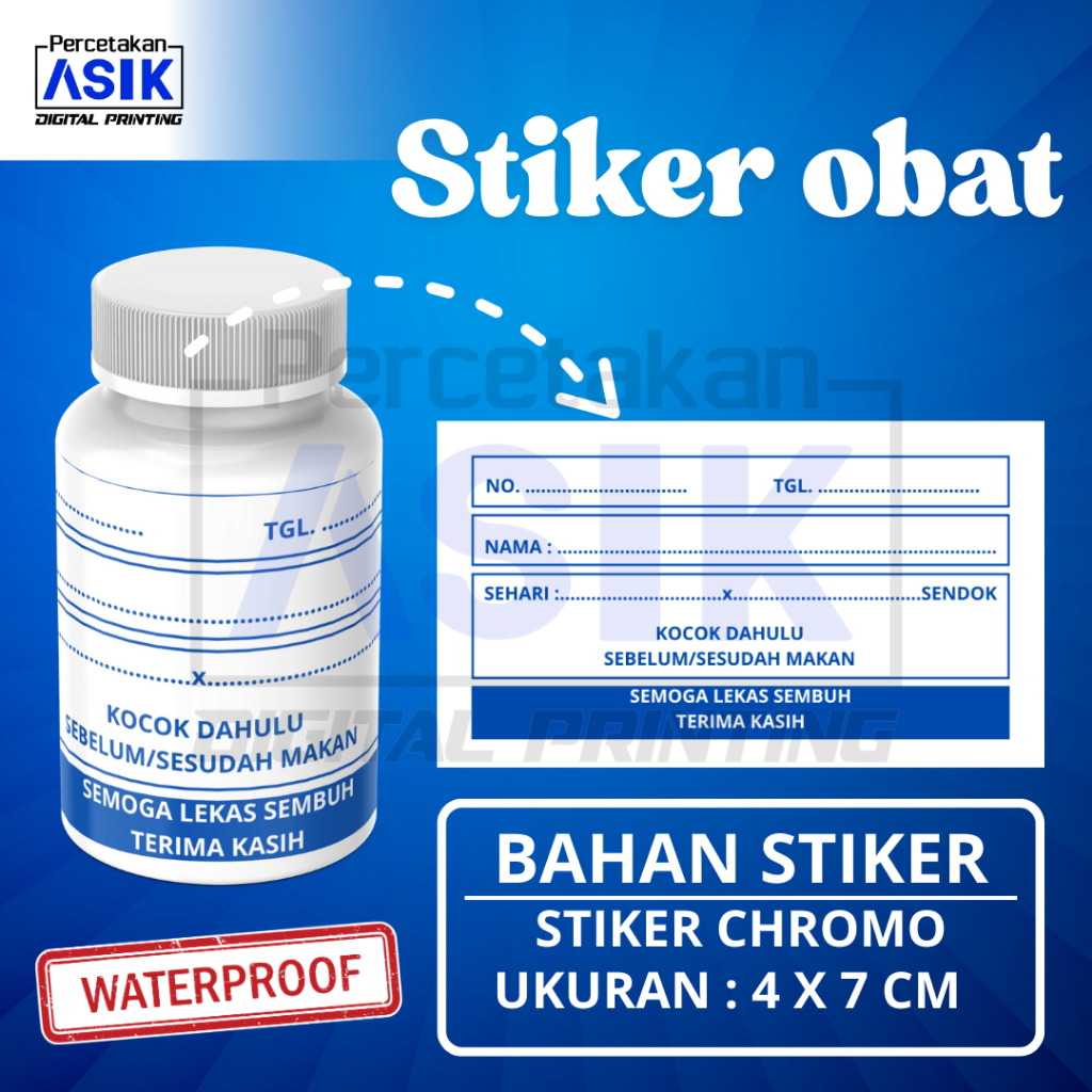 

Stiker obat chromo waterproof