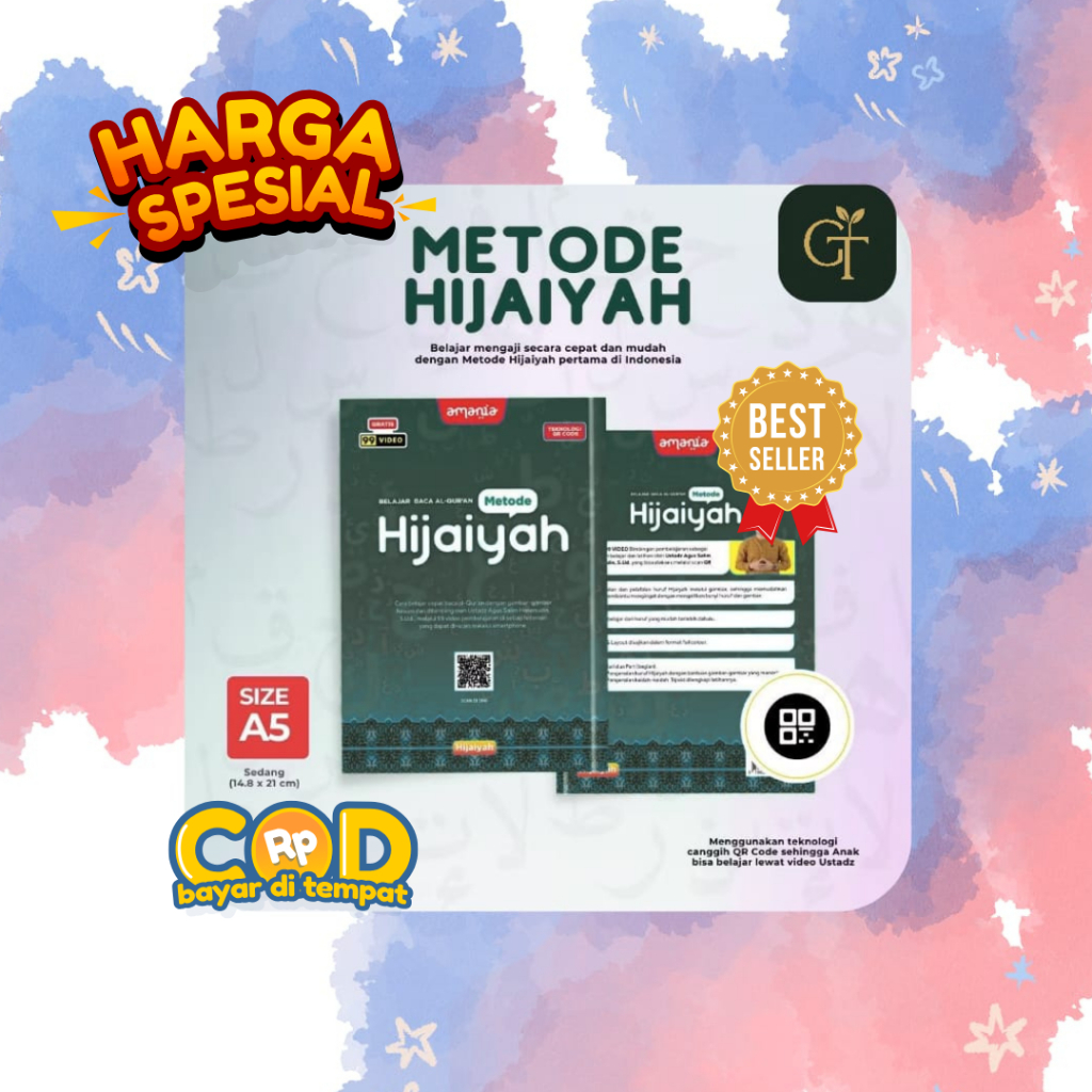 Buku Metode Hijaiyah belajar untuk Anak Usia 3 4 5 Tahun Lengkap, dengan Barcode Video Pembelajaran