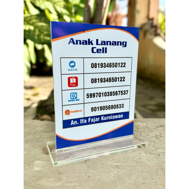 

(BISA CUSTOM REKENING) AKRILIK MEJA UNTUK SEMUA AGEN BANK UKURAN 15x20cm BAHAN SUPER TEBAL