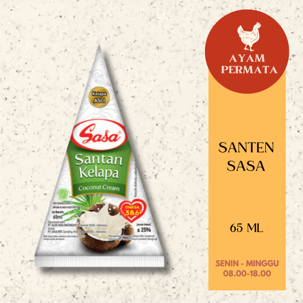 

Santan Kepala Cair 65ml Coconut Cream / Klapa Santen Sasa - Ayam Permata