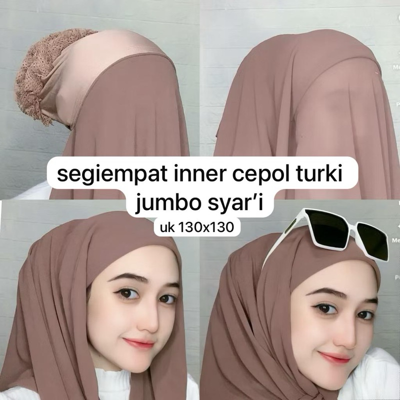 Hijab SegiEmpat Inner Turki Cepol 2 Layer syari/Hijab SegiEmpat Inner turki