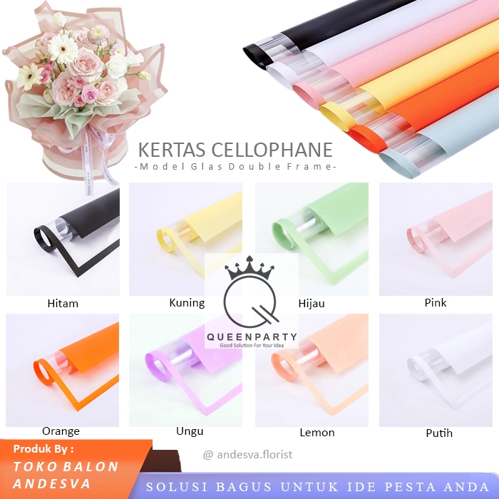

[isi 20] Kertas Buket Bunga Double Frame / Flower Wrapping Paper Celophane list kotak
