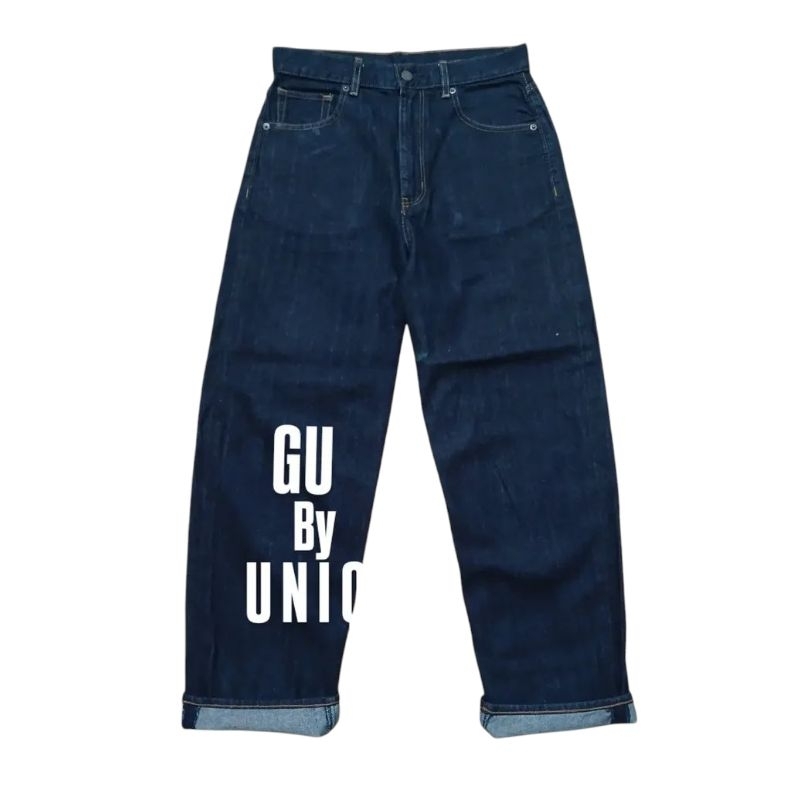 Jeans pria keren UNIQLO model baggy bahan tebal second preloved